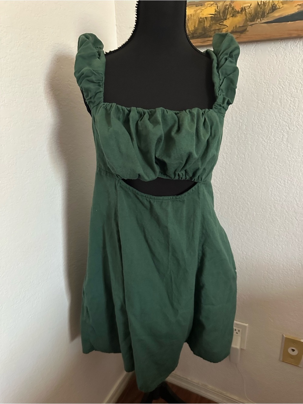 Free People Free-est Bom Bom Island Mini Dress in Dark Green - Size L
